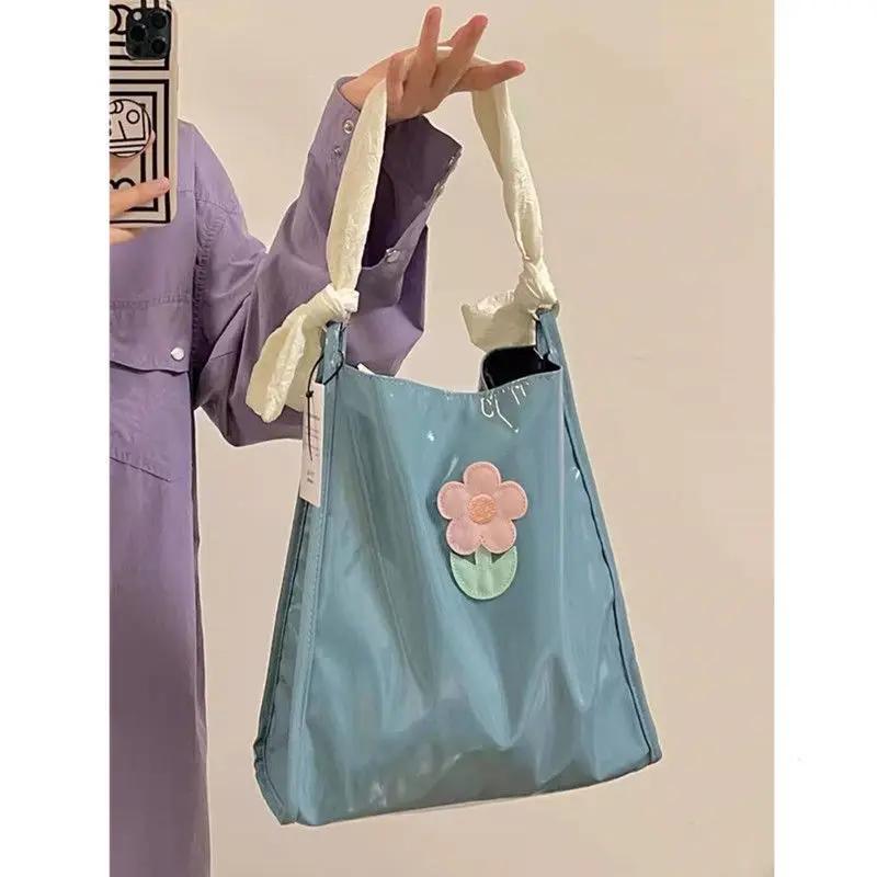 Tote Bags for Women Fashion New 2023 High Quality Cute Flower Shoulder Bag Casual WOMEN Zipper SOFT PU Cotton