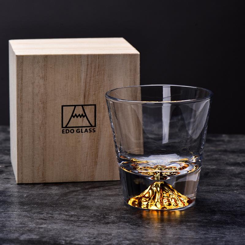 

250ml Golden Mountain Whiskey Glass Japanese Style Crystal Wine Glasses Old-fashioned XO Whisky Tumbler Chivas Brandy Cup Gift 250ml