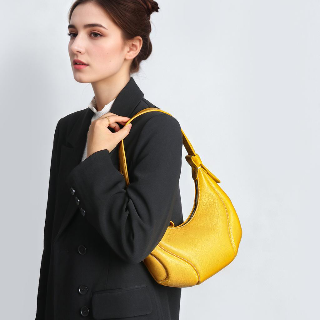 Hobo Women's Bag Fashion Shoulder Armpit Bag 2026 Summer First Layer Cowhide Commuter Croissant Messenger Leather Women's Bag