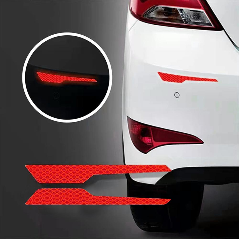 2pcs Car Body Reflective Warning Stickers Decal Car Rear Bumper Safety Reflective Strips Auto Exterior Decorative Accessories
