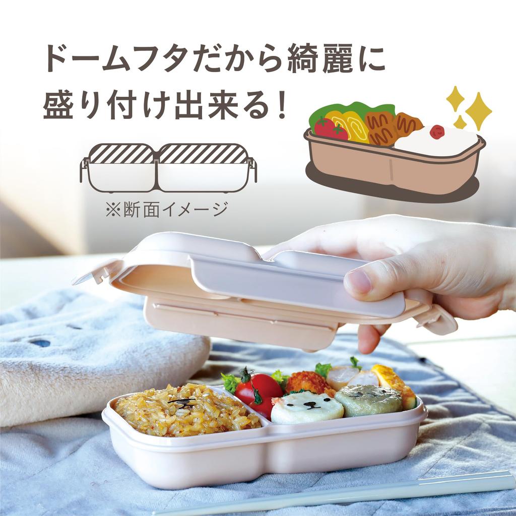 SeiBee Japan Bento Box 400ml Fluffy Dome Lid 4-Point Lock W-Sealing Spill-Proof Easy-to-Serve Lunch Box Aniball
