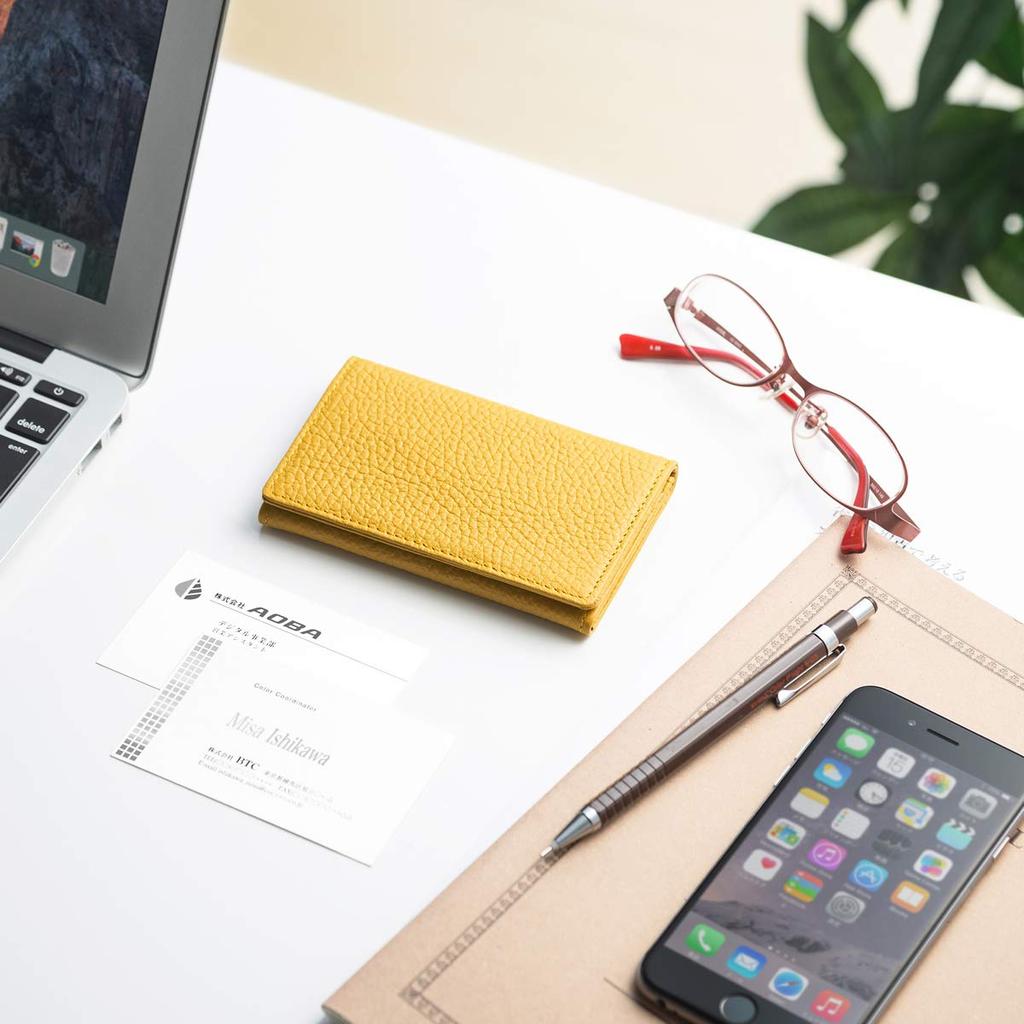 Business Card Genuine Italian Simple and Slim Card Case [Corale] Women's Holder, Leather, Leather, (Red)