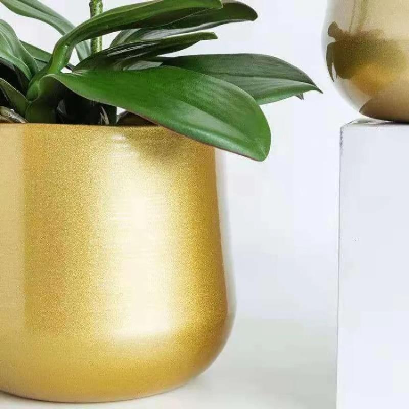 1Pc Modern Metal Crafts Pot Short Hgih Mouth Flower Pot Plant Pot Vase Planter Sturdy Luxury Planter Container for Garden House