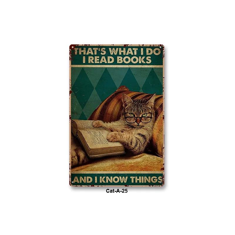 Metal Tin Sign Vintage Anime Animal Black Cat Poster Shabby Wall Plate Signs Crafts Garage Home Decor Plaques Tinplate Painting
