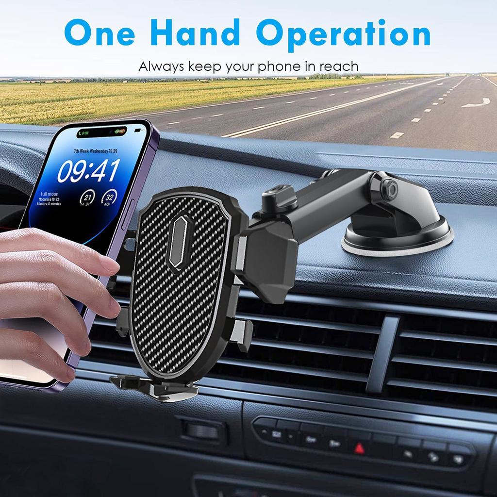 Dashboard & Windshield Suction Cup Car Phone Mount with Automatic Lock