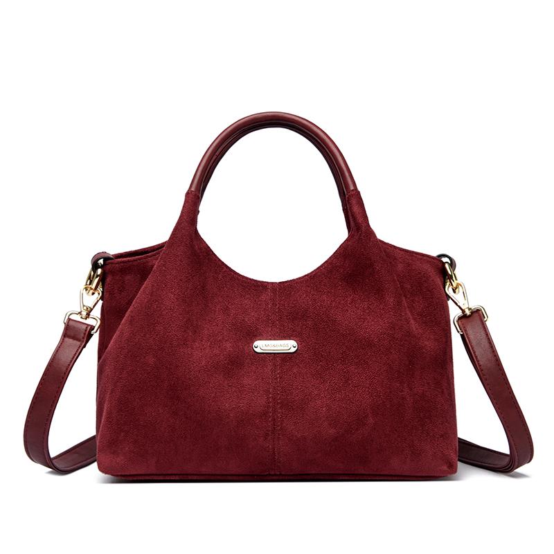 2025 New Large Capacity Suede Frosted Women's Handbag Retro Mom Bag Single Shoulder Crossbag Casual Simple Top-Handle Tote