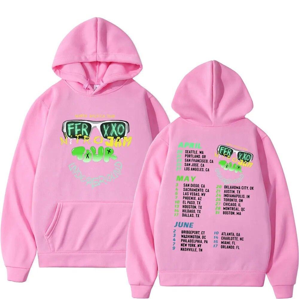 2023 Rapper Feid Ferxxo Tour Mikina Unisex Ženy Móda Estetika Oversized mikiny Hip Hop Neformální mikiny Fleece s dlouhým rukávem