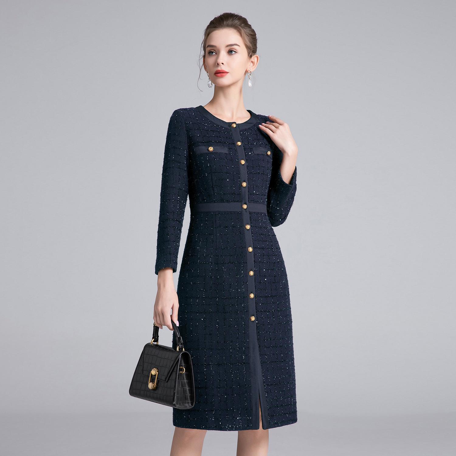 

Элегантное однобортное платье-пальто для женщин среднего возраста - Идеально для осени и зимы M