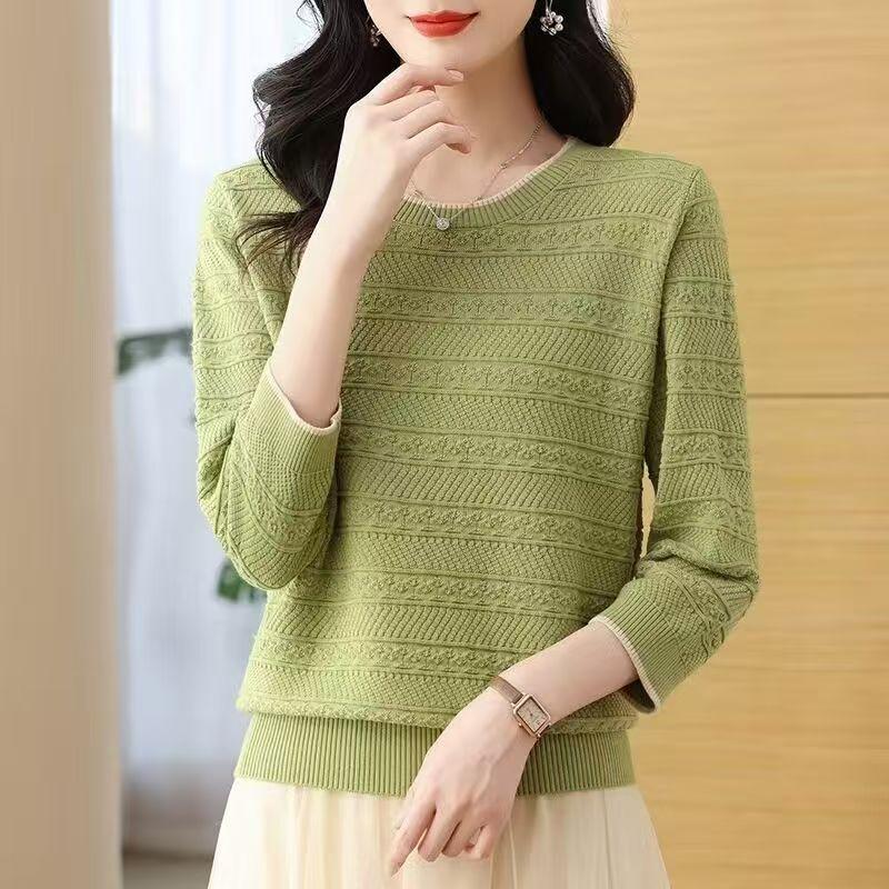 

Весенне-осенняя трикотажная футболка с рукавом семь восьмых, женский свободный топ, летняя дышащая трикотажная рубашка 3XL зелёный