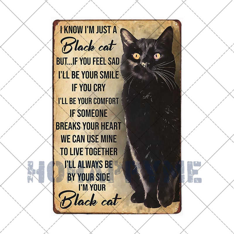 Lustiges Katzen-Vintage-Metallschild, Teller, Dekoration, Hausmalerei, Wohnzimmer, Tierhandlung, Poster, Wand, Retro-Dekor, Kunstplakate, 20 × 30 cm