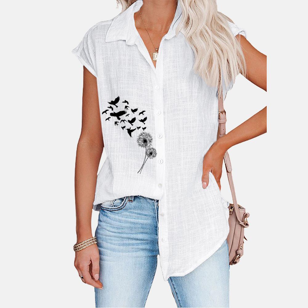 Tricou cu imprimeu casual pentru femei, la moda de primavara si vara, bluze cu maneca scurta, camasa cardigan subtire marime mare