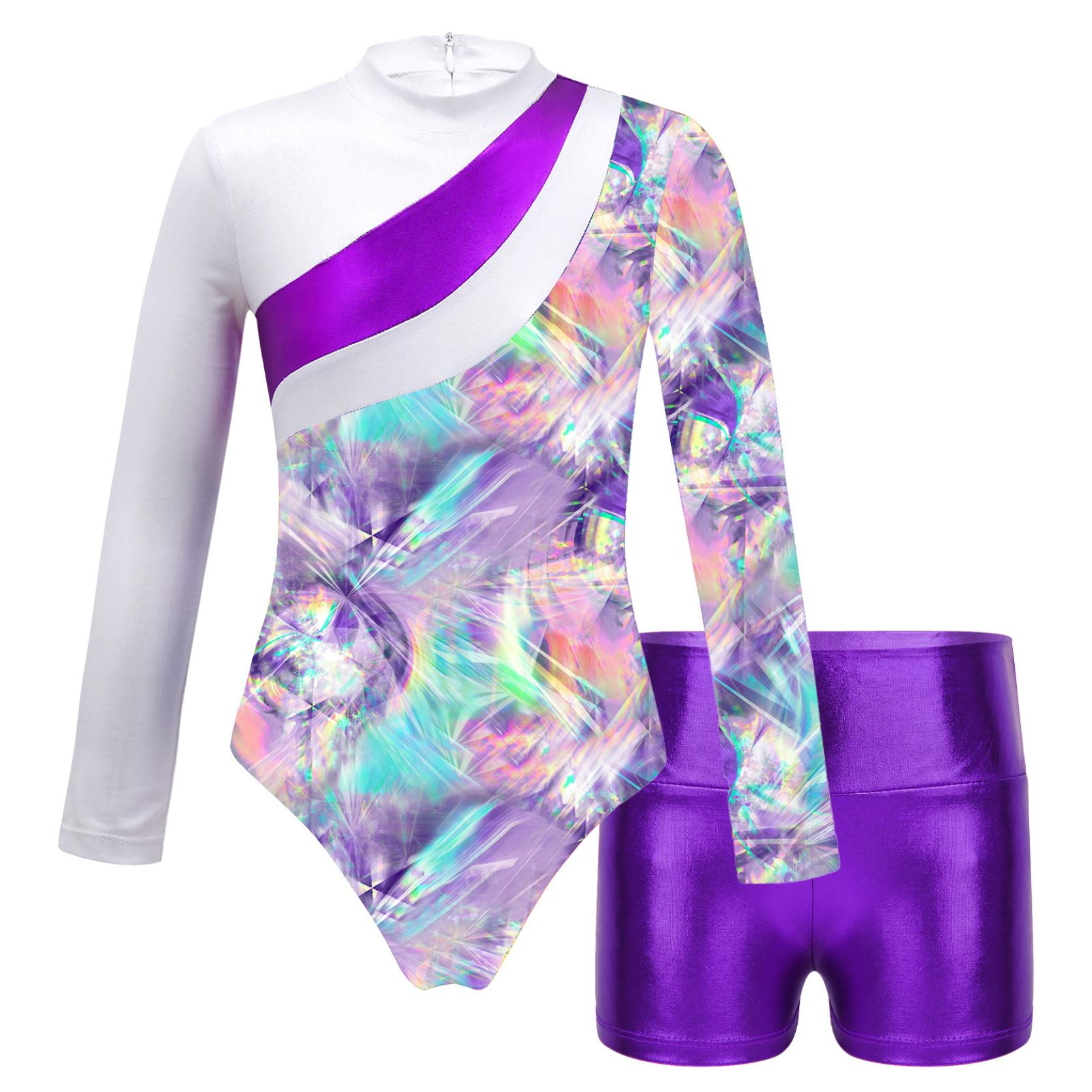 

Детские купальники для девочек, пляжная одежда с принтом, купальный костюм, купальники, комплект из двух предметов для гимнастики, танцев, спорта 11-12 Years лавандовый