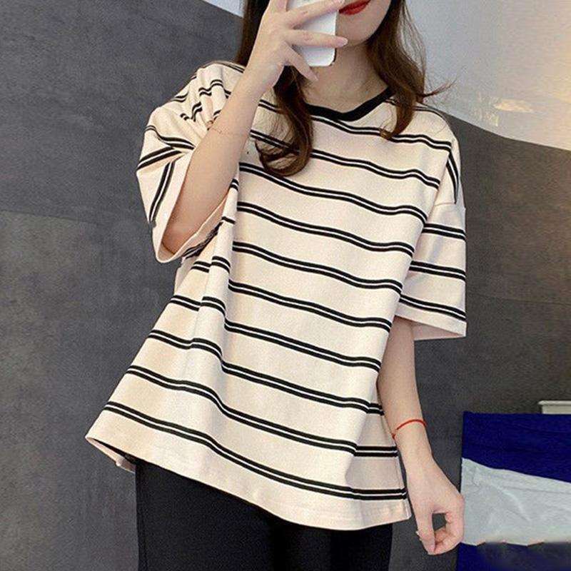 ZANZEA Women Summer Casual Round Neck Striped Short Sleeve Pajama Blouse