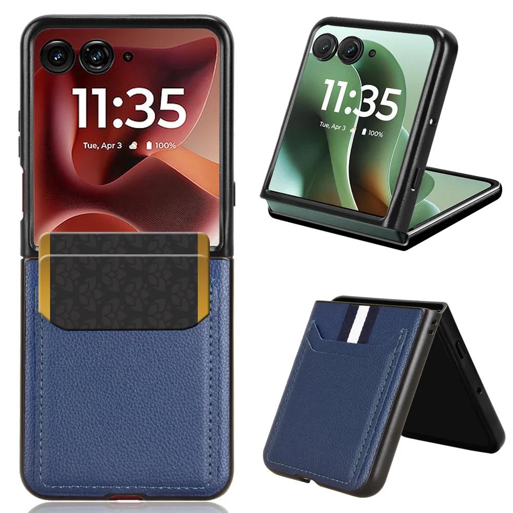 

PU Leather Texture Case for Motorola Razr 60 Ultra Moto Razr Ultra Cover Card Slots Back Shell Coque Fundas Capa Motorola Razr 60 Ultra