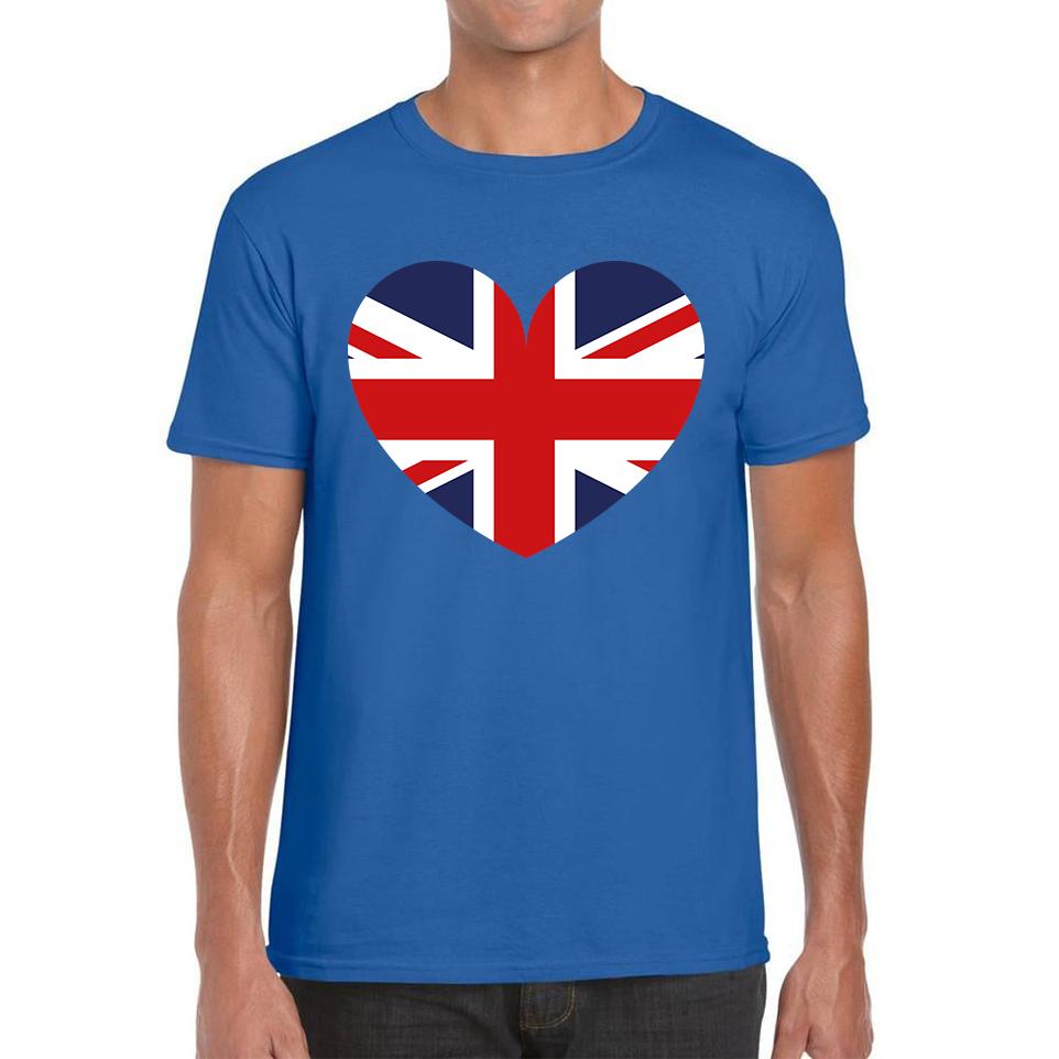 

Uk Flag Heart Shape Battle Of Boyne s Queen Platinum Jubilee British Royal Mens Tee Top S