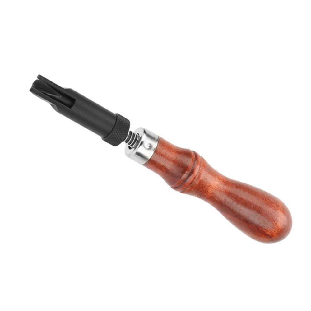 Adjustable Blade Push Groover Tool V Type Blade Wood Handle Leather Grooving Gouge Ergonomic Grip Wood Groover Craft Tool