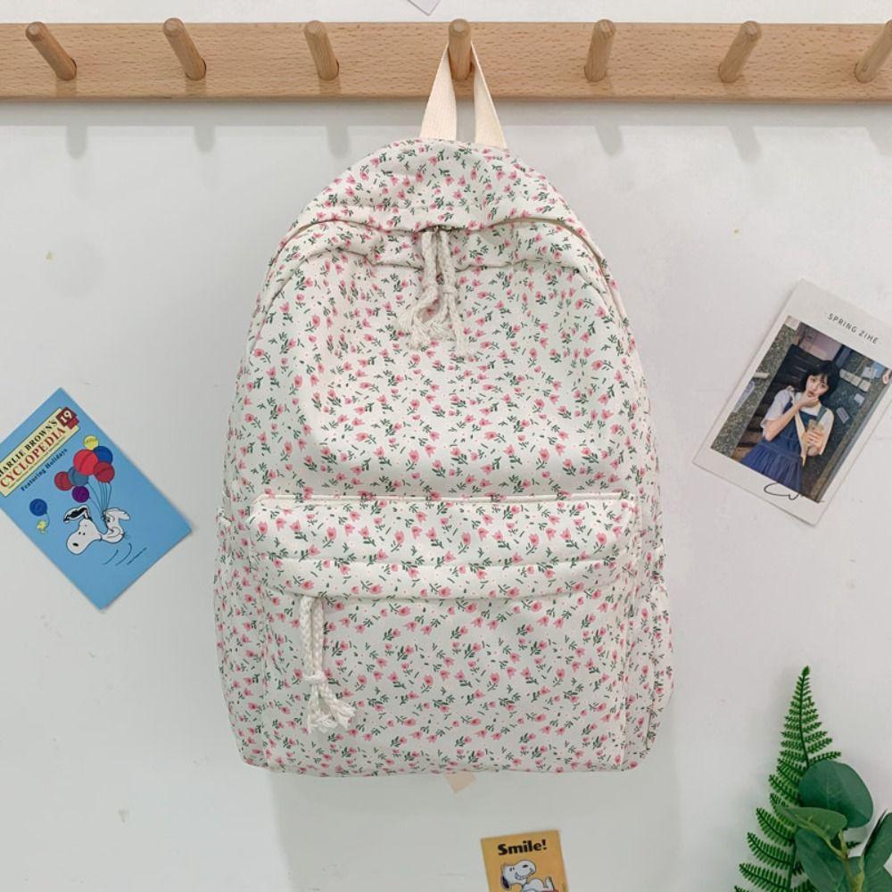 Korean Style Students School Bag Large Capacity Floral Shoulder Bag Cute Floral Backpack  School