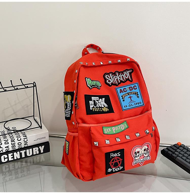 Schoolbag schoolbag punk rock subculture embroidery rivets student large capacity schoolbag y1k hottie personality backpack tide