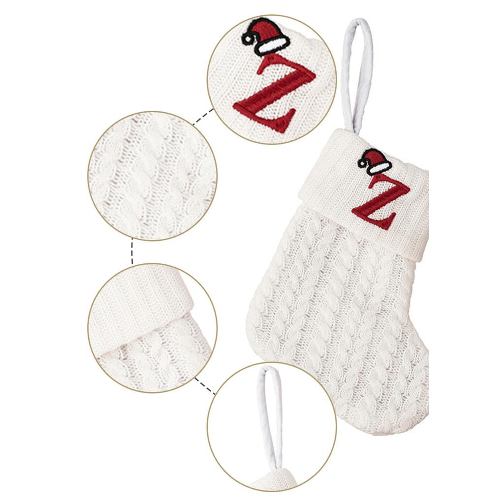 Christmas Stockings Letter Santa Sock Gift Kids Candy Bag Pocket Christmas Tree Hanging Ornament New Year Decoration