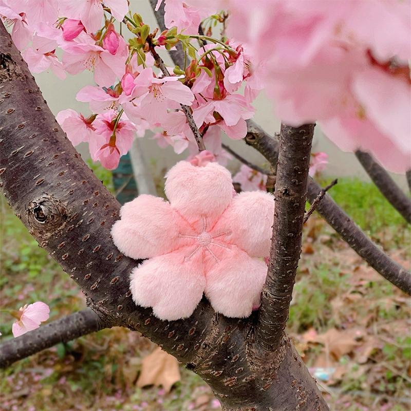 2026  Cherry Blossom Series Plush Doll Pendant Kawaii Pink Flower Car Keychain Gift For Cute Girlfriend Bag Decoration