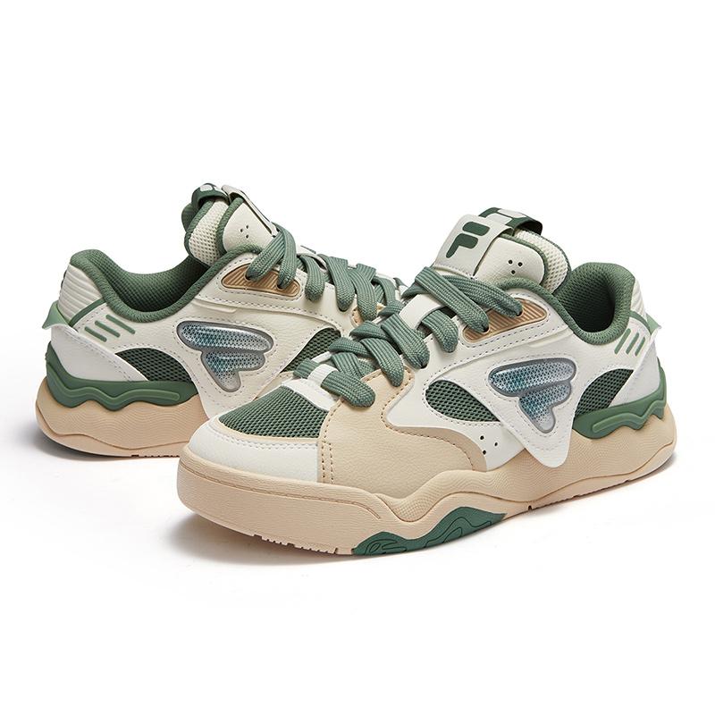Fila Fusion Stylish Non-Slip Versatile Lace-Up Low-Top Skate Shoes Women sneaker White Green T12W432304FLG