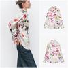 Za Women's Clothing Spring New Arrival Fashion Casual Retro Florals Print Silk Satin Texture Loose Shirt 2483194