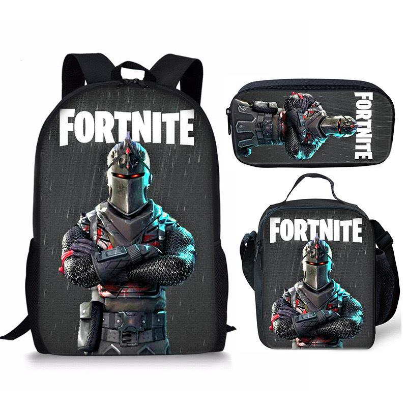 3 pièces Sac à dos d'activité Fortnite Anime Dessin animé Cartable Grande capacité Étudiant Sacs d'école Trousse à crayons Mignon et Charmant Sac à lunch Date de naissance Cadeau