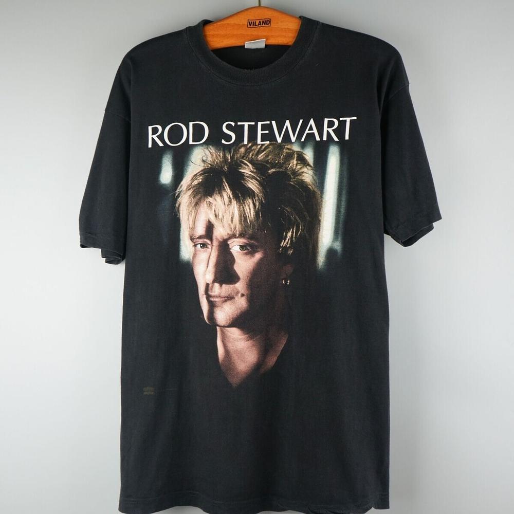Vintage 1995 Rod Stewart Tour T-Shrit Black Cotton All size S-4XL XL