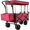 Collapsible Wagon Cart, Foldable Wagon Cart W/ Removable Canopy 600D Oxford Cloth, Collapsible Wagon Oversized Wheels Portable Folding Wagon