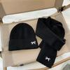 2Pcs/Set Children Hat Scarf Set Bow Knitted Hood Windproof Neck Scarf Set Thickened Soft Warm Cozy Autumn Winter Wear