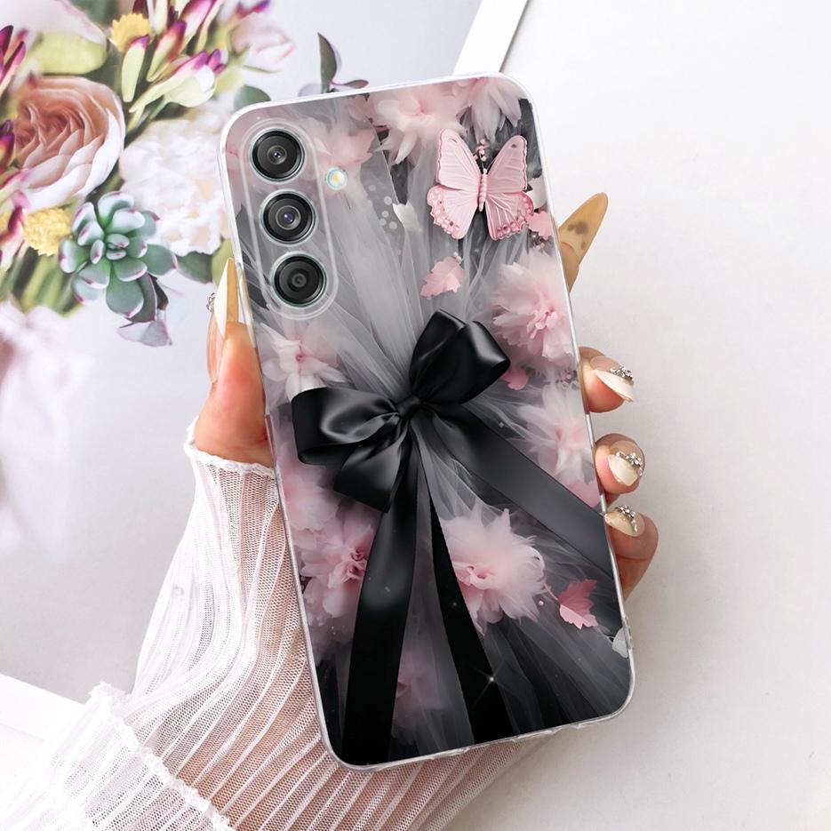 Etui do Samsung Galaxy M55 SM-M556B Nowe Kwiaty Motyl Malowane Pokrowiec Miękki Silikonowy Etui Do Samsung M55 M 15 Galaxy M15 Torby