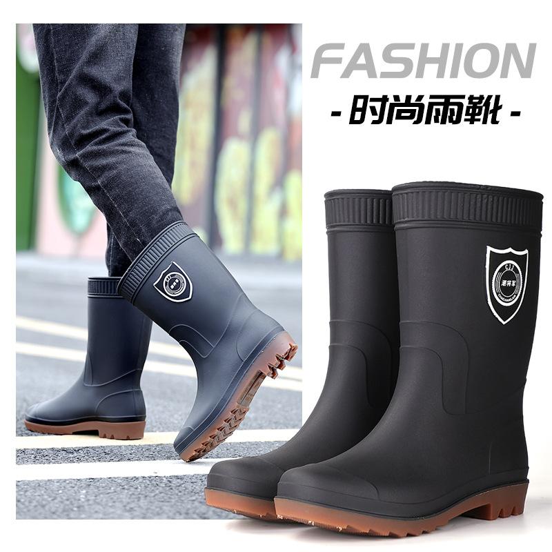Fashion Warm Waterproof Extra Large Size Men's and Women's Medium Tube Waterproof and Velvet Removable Rain Shoes Women's Boots Rain Shoes