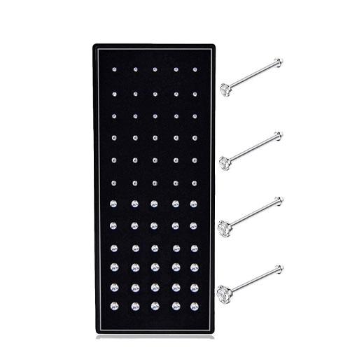 

Bobisty 60pcs Nose Studs Rings Piercing Pin Body Jewelry Surgical Steel L Shaped Straight Nose Rings Pack Tragus Stud Jewelry (20G)0.8mmx7mm