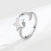 Manufacturer Direct S925 Pure Sterling Silver New Star Moon Ring Rotating Cold Wind Adjustable Opening for Wedding Engagement