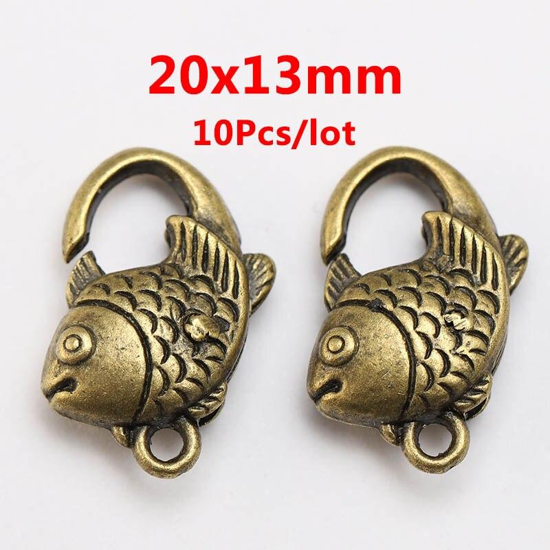 

10PCS/12PCS Квітка Лобстер Застібка Античні срібні гачки для брелока Намисто Браслет Ланцюжок Виготовлення ювелірних виробів своїми руками silver fish 10pc