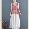 Vintage Women's Lace Vest Summer Thin Jacquard Vest Cotton Black Loose Openwork Embroidered Vest