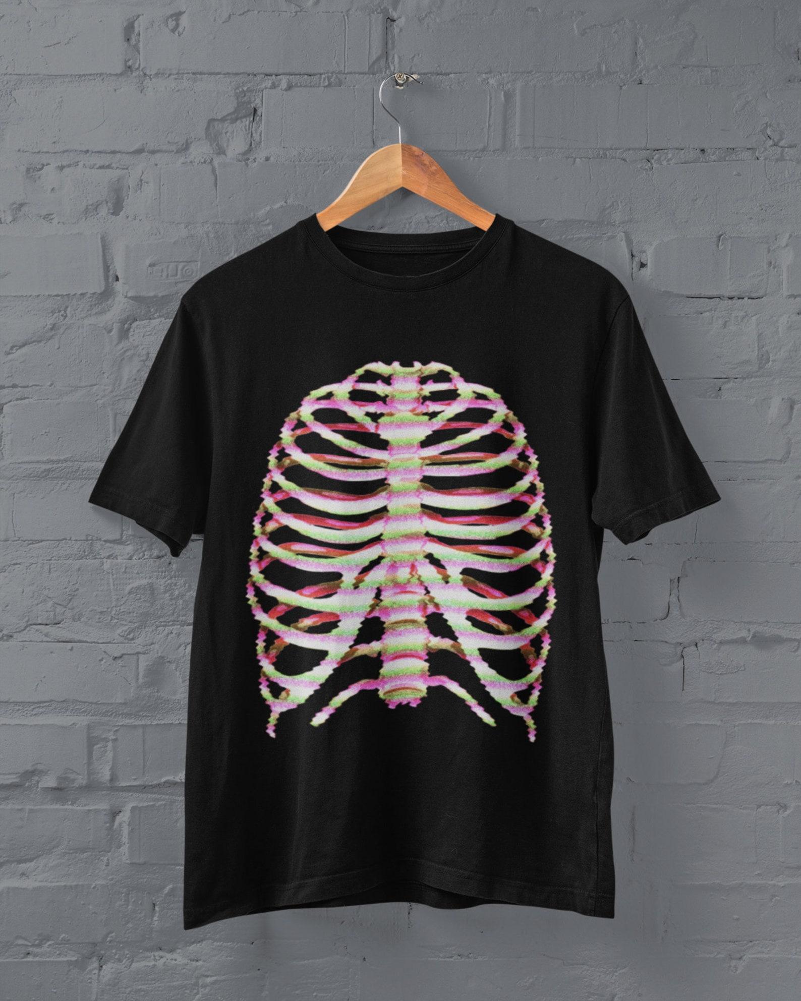 Skeleton Shirt,Pastel Goth Clothing,Grunge Ribs Shirt,Y2k 90s TShirt,Goth Grunge Clothing,Alt Goth,Dark Academia,Y2k Clothing,Goblincore M