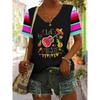 Damen 3D-Druck T-Shirt Kurzarm V-Ausschnitt Freizeit-Top für Sommer & Frühling T-Shirts