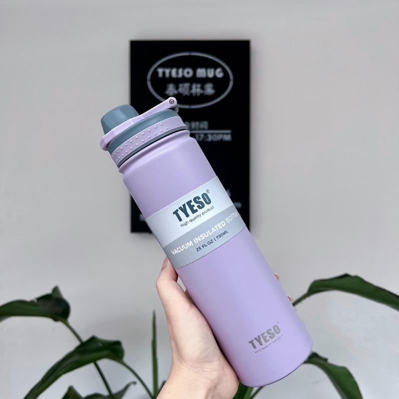 

Tyeso 530ML 750ML Thermal Water Bottle Stainless Steel Coffee Mug Vacuum Flask Insulated Sport Travel Thermos Cup for GYM 530ml фиолетовый