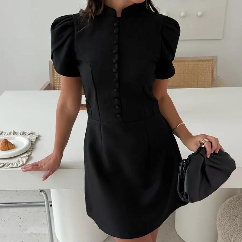 2026 Neues Sexy Minikleid für Damen Kurzarm Einfarbig Pendler Partykleid Sommer Damen Elegant Kurze Kleider