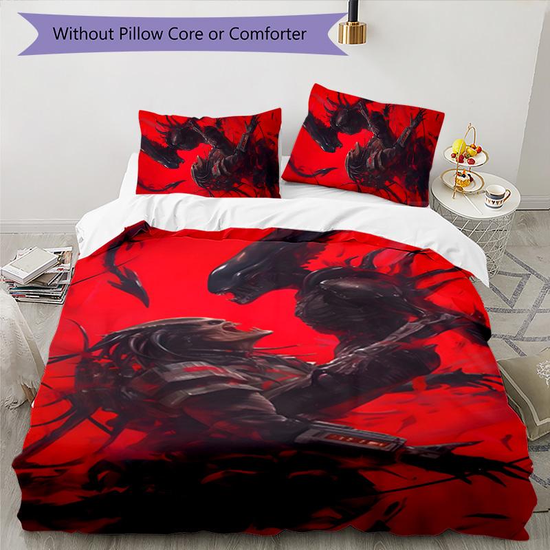 Alien 3pcs Bedding Set Duvet Cover Closure Includes 1 Duvet Cover & 2 Pillowcases for All Seasons Bedroom Home Dorm Decor
