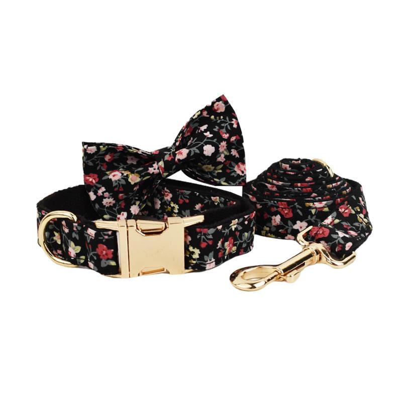 

Floral Bow Pet Collar & Leash Set чёрный