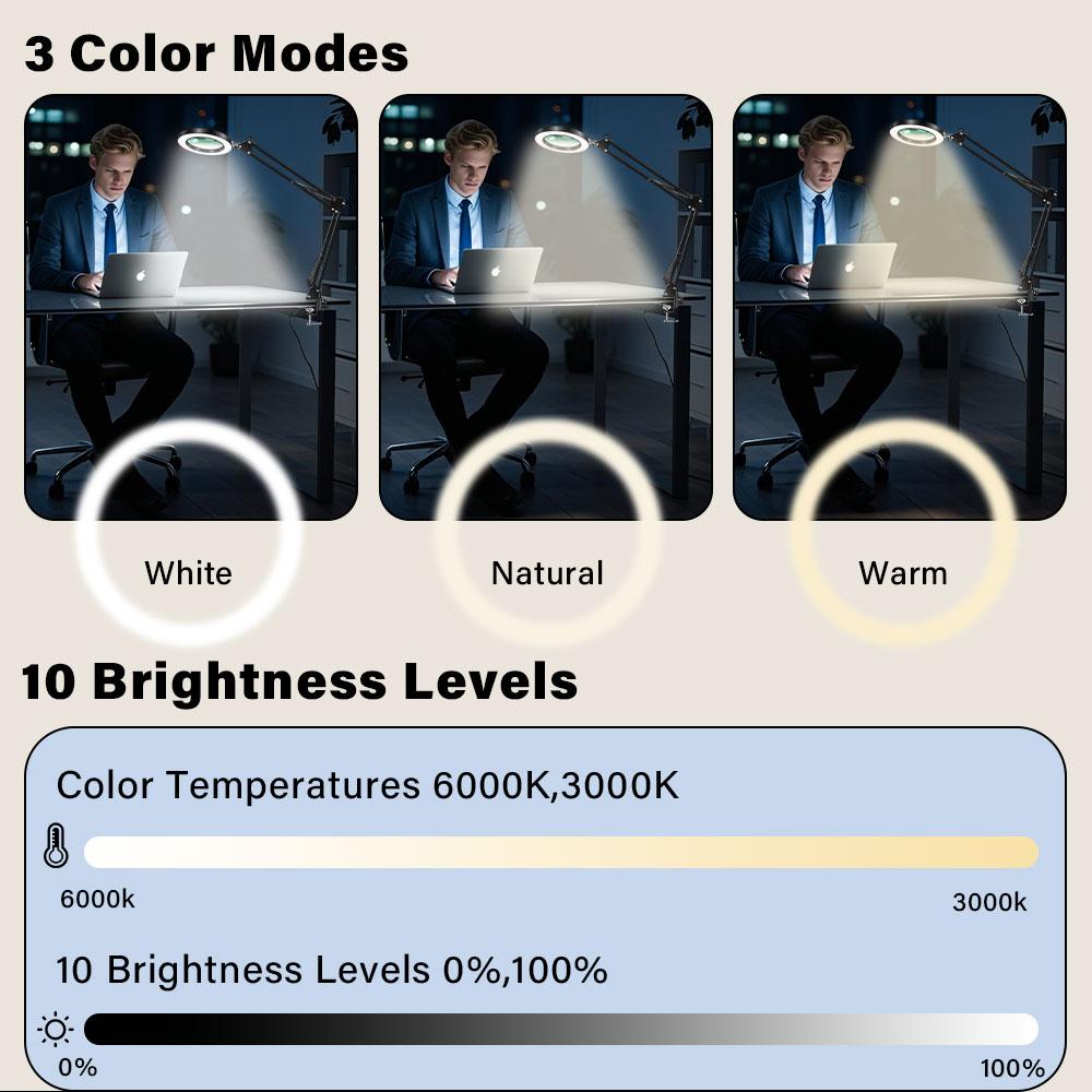 1PCS 72LED 8X/10X Illuminated Magnifier USB 3 Colors LED Magnifying Glass for Soldering Iron Repair/Table Lamp/Skincare Beauty