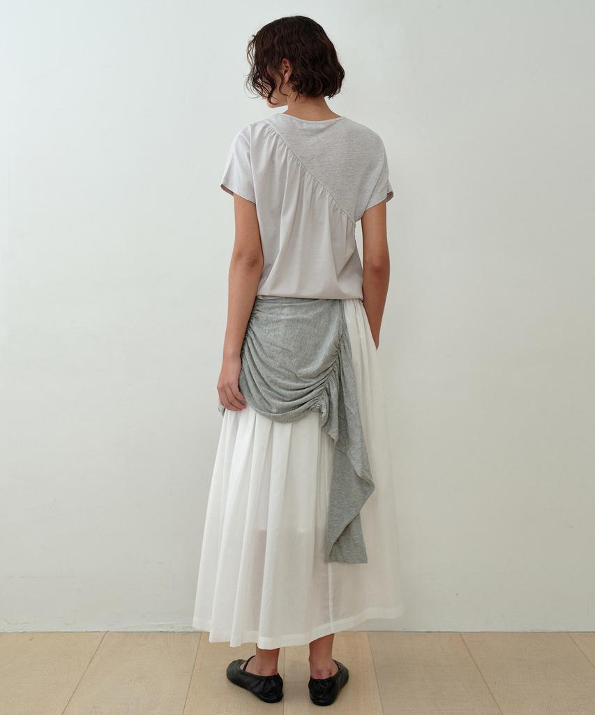 Simeteuligpeosenteu Diagonal Shirring Top / Gray Beige