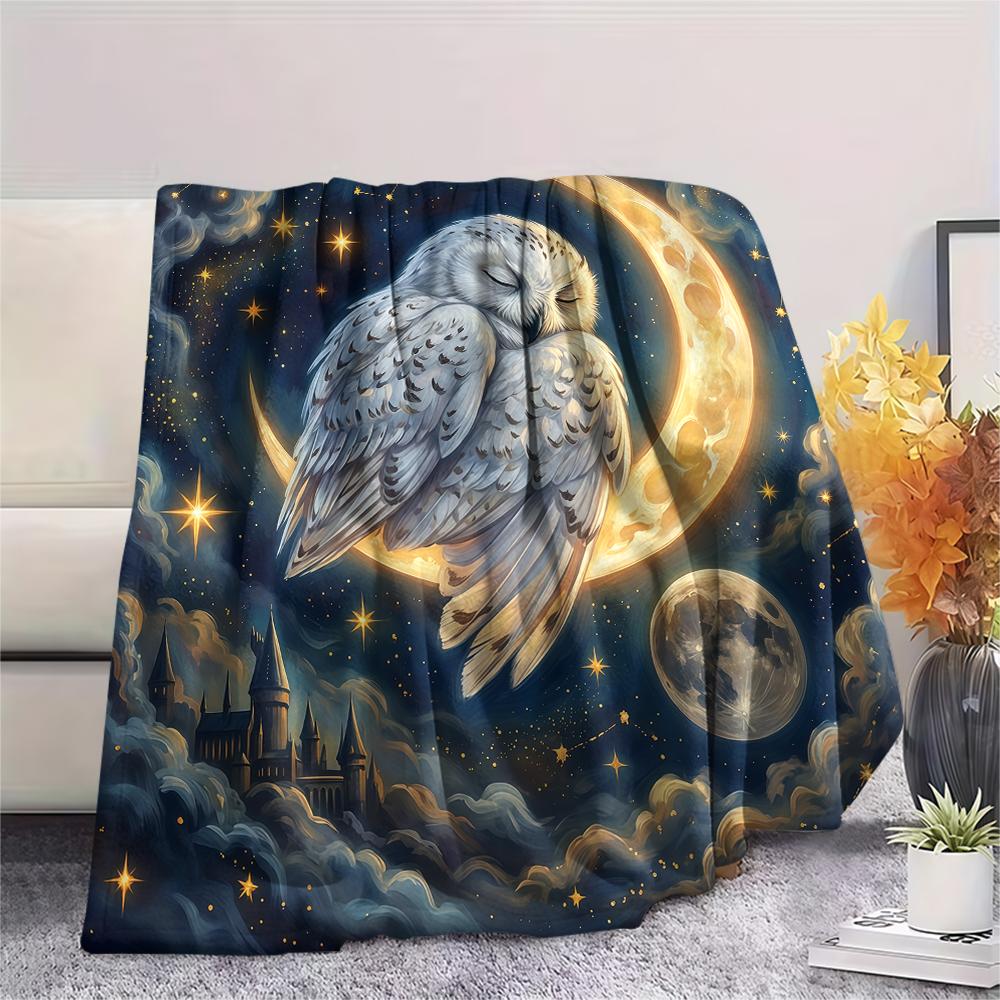 Animals Sleeping Clouds Moon Print Flannel Blanket,High Quality Comfortable for All Seasons,Home Decor,Warmth and Comfort,Perfect for Christmas Gifts