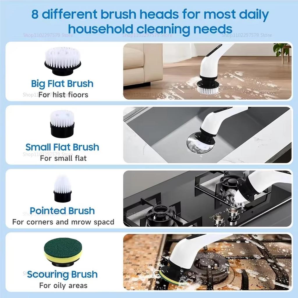Cordless Electric Multifunctional Cleaning Brush for Kitchen Bathroom Floor