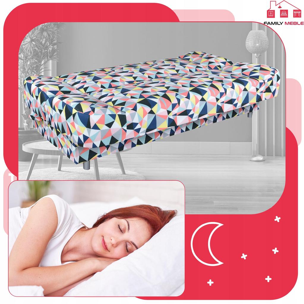 Kanapa sofa Sara Print rozkładana wersalka spania bonell łóżko Family meble 