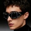 Cyberpunk Y2K Frameless Punk Flash Diamond Sunglasses Metal Ring Rivet Retro Futuristic Party Sunglasses