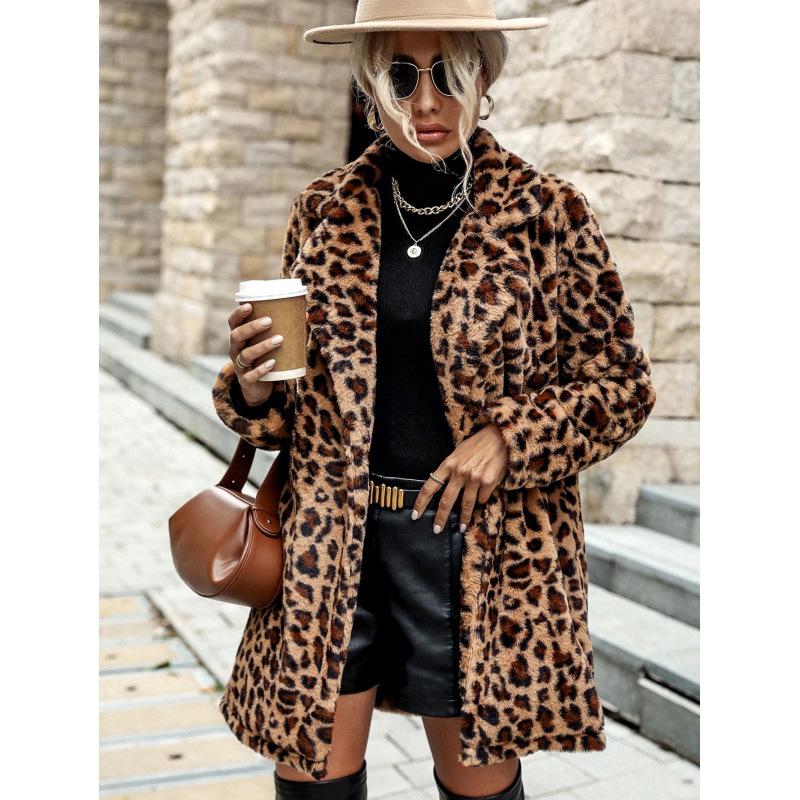 2025 Winter Leopard Print Long Sleeve Coat
