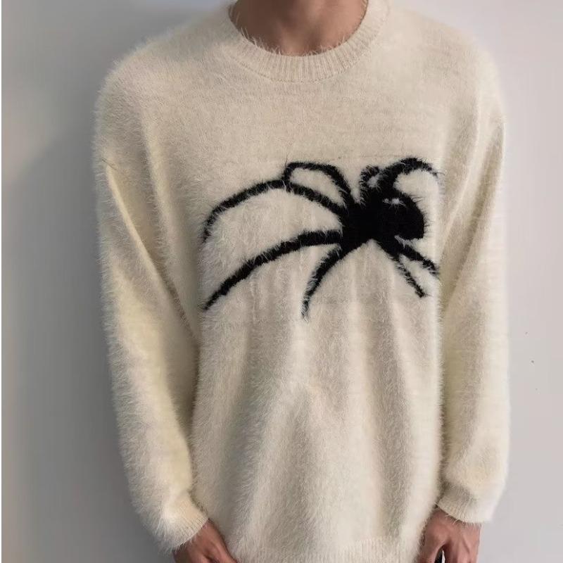 Unisex High-End Guochao Mink Velvet Spider Flocking Sweater: Loose, Niche Design Knitwear